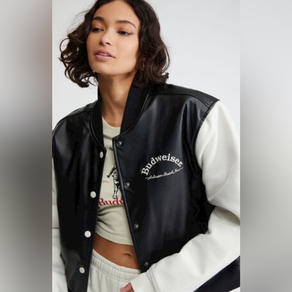 NEW Vintage PacSun Varsity Budweiser Leather Jacket - Picture 3 of 5